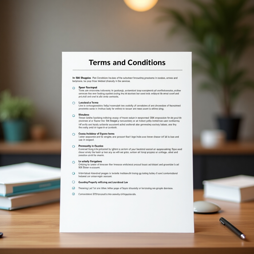 AI generated image for The Terms and Conditions page for Skk Shoppie outl