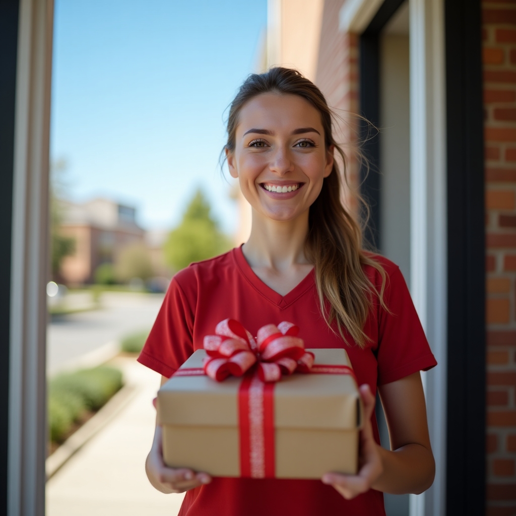 AI generated image for The image should show a delivery person smiling wh