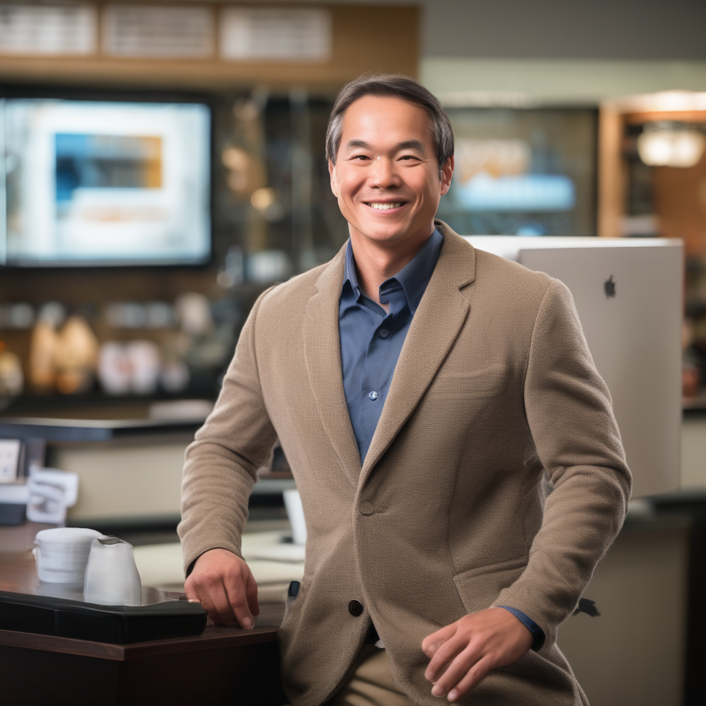 Image for An engaging image of Michael Lee in a cozy custome